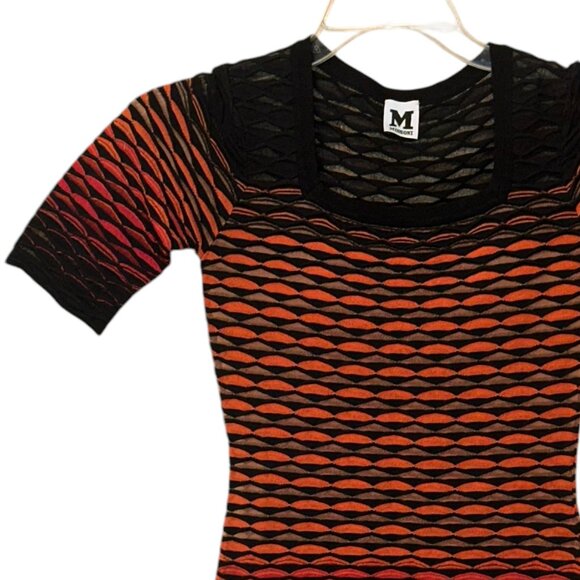 Women's Missoni Half Sleeve Ombre Woven Orange Red Black Dress Dressy - Picture 2 of 8